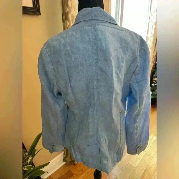 LL BEAN Women's Blue 100% Linen Jacket Blazer 3 Button 287688 Size M Reg NWOT - Picture 3 of 14